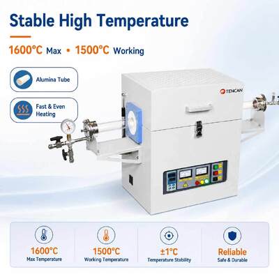 TENCAN TC-16MT 1600C MoSi2 horno de tubo calentador tipo B termopar tubo de alúmina laboratorio eléctrico horno de sinterización tratamiento térmico
