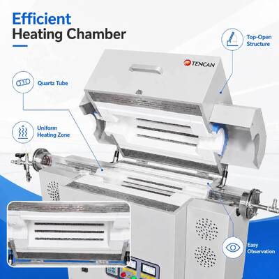 TENCAN TC-12NRT Alta temperatura 1200C Horno tubular de laboratorio de vacío MOSI2 elemento de calefacción de alta pureza material de cuarzo / aluminio