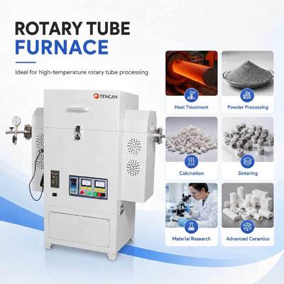 TENCAN TC-12NRT Alta temperatura 1200C Horno tubular de laboratorio de vacío MOSI2 elemento de calefacción de alta pureza material de cuarzo / aluminio