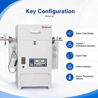 TENCAN TC-12NRT Alta temperatura 1200C Horno tubular de laboratorio de vacío MOSI2 elemento de calefacción de alta pureza material de cuarzo / aluminio