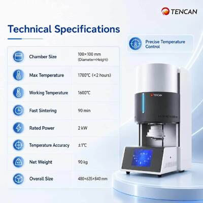 Horno de cerámica dental de 1C de precisión 1700C de alta temperatura programable 90 min Sinterización rápida 150 unidades