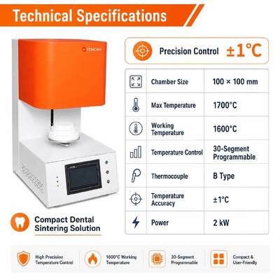 TENCAN TC-BDF-1L 1700C Laboratorio dental Zirconia Forno de sinterización de porcelana 1C Precisión MoSi2 Elementos de calefacción para el diente