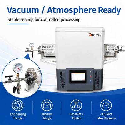 TENCAN TC-12NT Horno de tubo de vacío de temperatura máxima de 1600°C con tubo de cuarzo de alta pureza y control de temperatura programable