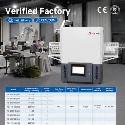 TENCAN TC-14ST 1400C horno de tubo de vacío calentador SiC termopar tipo S tubo de alúmina de alta temperatura horno de sinterización dividido de laboratorio